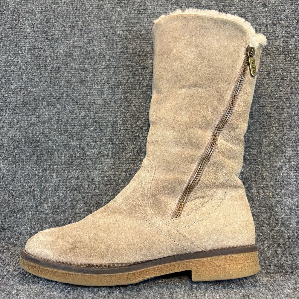 Italeau Waterproof Tan Suede Shearling Lined Winter Boots Womens 7 Warm Cozy